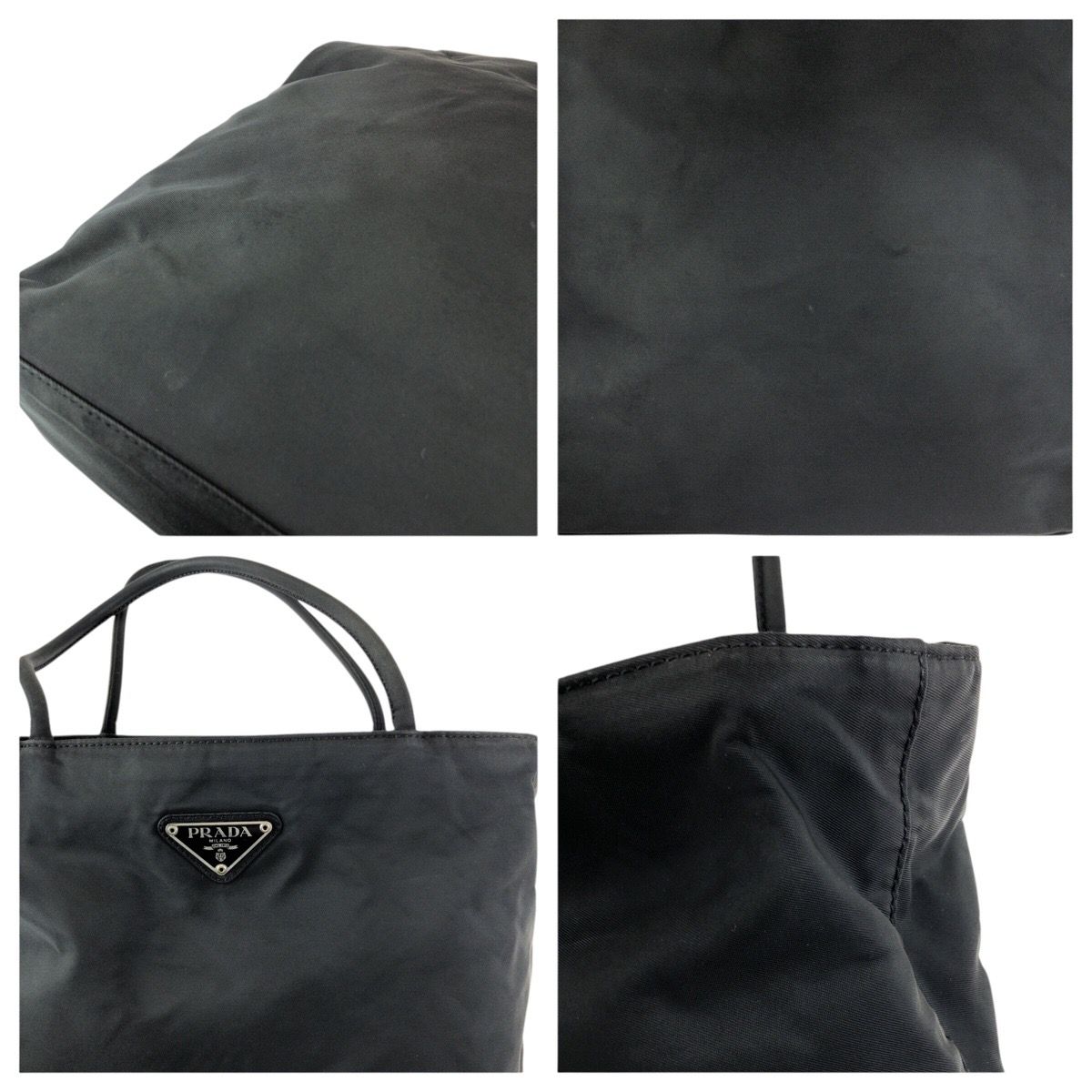 PRADA プラダ テスート 三角ロゴプレート ブラック 黒 シルバー金具