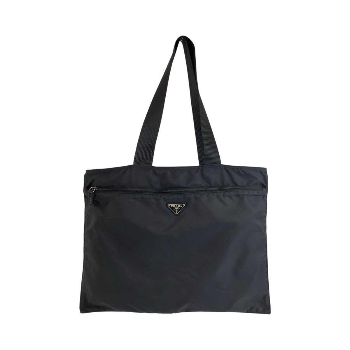 美品 PRADA プラダ テスート 三角ロゴプレート ブラック 黒 ナイロン