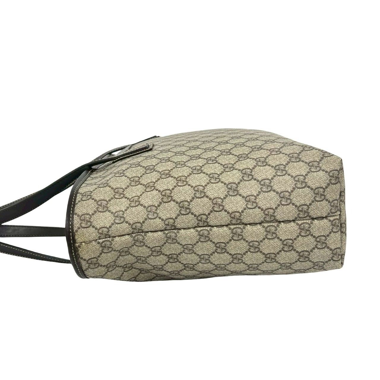 極 美品 GUCCI グッチ GG ロゴ 柄 レザー 本革 トートバッグ セミ