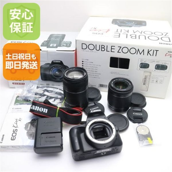 新品同様 EOS Kiss X7 ダブルズームキット ブラック 即日発送 一眼レフ Canon 本体 土日祝発送OK 05000