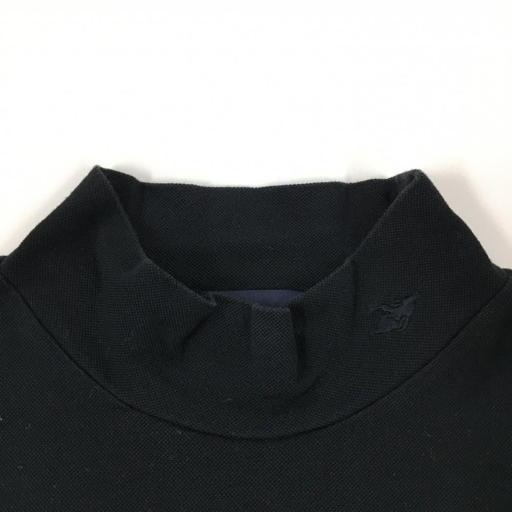 パーリーゲイツ 半袖ハイネックシャツ 黒 ネックロゴ レディース 1(M