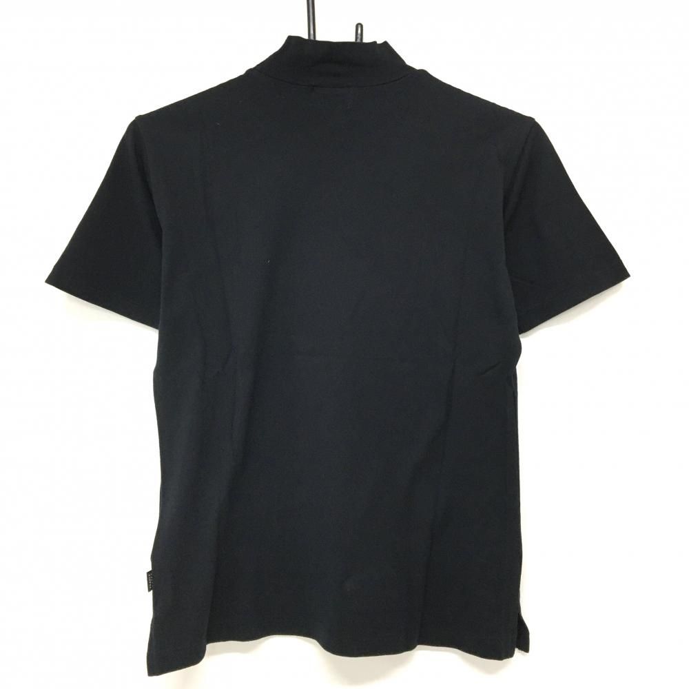 パーリーゲイツ 半袖ハイネックシャツ 黒 ネックロゴ レディース 1(M