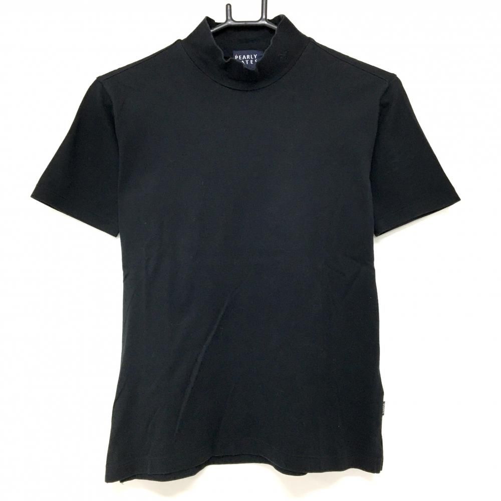 パーリーゲイツ 半袖ハイネックシャツ 黒 ネックロゴ レディース 1(M