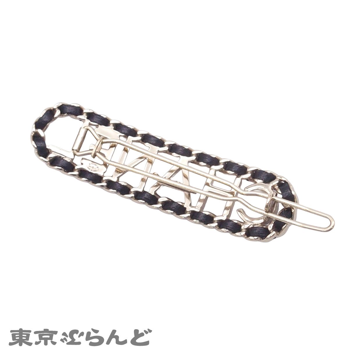 シャネル CHANEL ヘアクリップ ロゴ バレッタ B20C ゴールドxブラック
