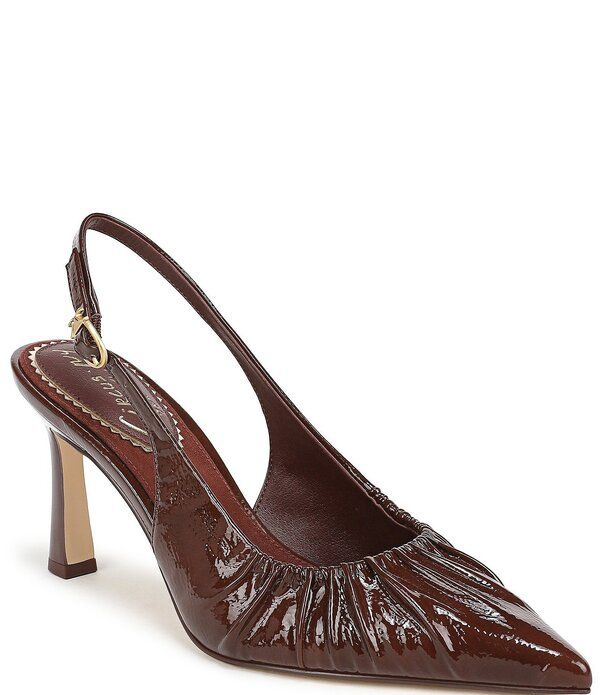 サムエデルマン レディース シューズ ヒール ギャザー Circus NY by Sam Edelman Tasha Patent Ruched Slingback Dress Pumps Deepe