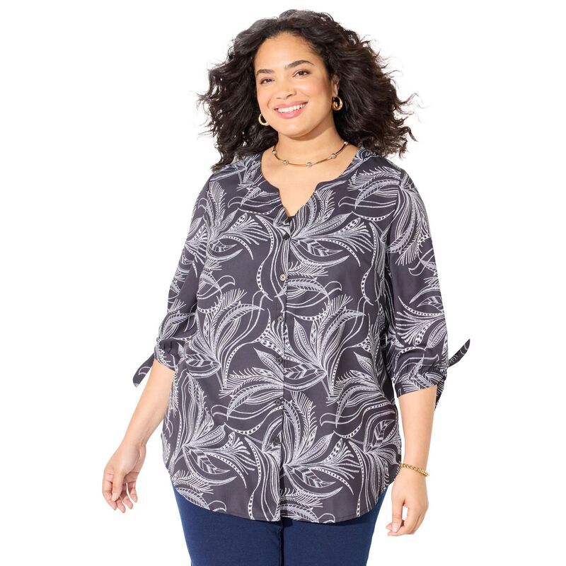 キャサリンズ レディース トップス シャツ ジョーゼット プラスサイズ ブラウス Catherines Womens Plusize Georgette Buttonfrontie Sleeve Ca