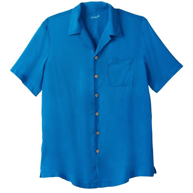 キングサイズ レディース トップス Tシャツ トール KingSize Mens Big Tall Solid Camp Shirt Bright Blue ブルー 15,000円