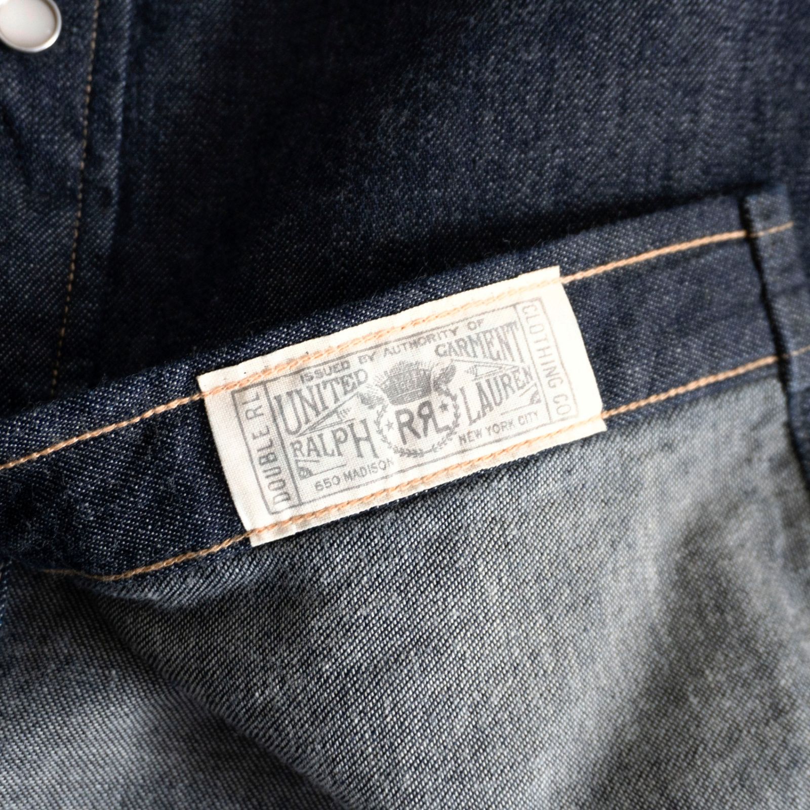 美品】RRL 【インディゴ バッファロー デニム ウエスタン シャツ】 S