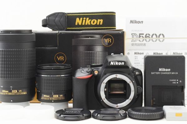 ☆極上美品☆ Nikon ニコン D5600 ダブルズームレンズキット 元箱 付属品 Shot数 僅か 13,000枚前後 ♯26052503
