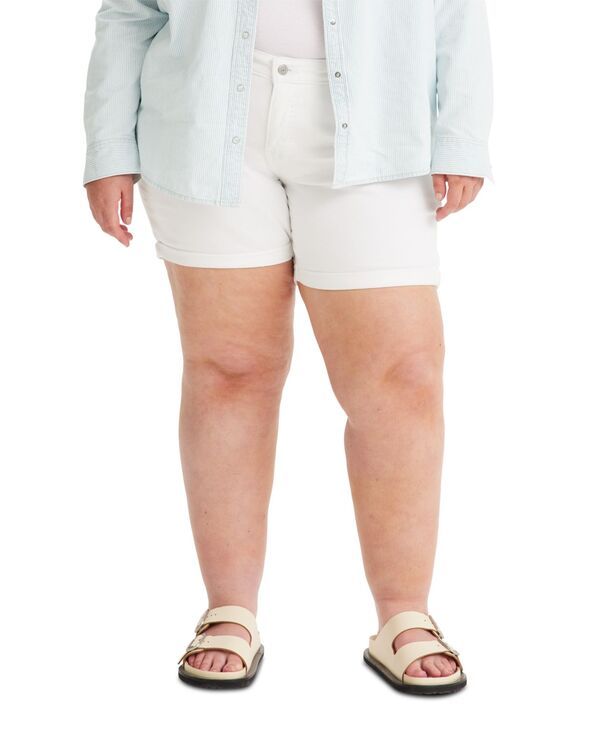 リーバイス レディース ボトムス ハーフパンツ・ショーツ ショートパンツ Levis Womens Mid Rise MidLength Stretch Shorts Chalk White ホワイト