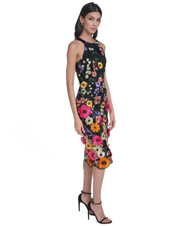 エリザジェイ レディース トップス ワンピース フラワー柄 フラワー Eliza J Womens 3D Floral Sheath Dress Black Multi ブラック