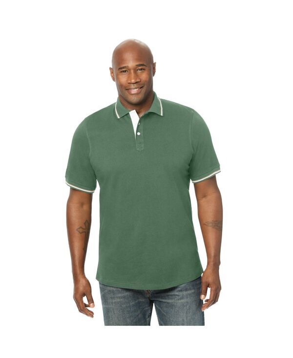 キングサイズ メンズ トップス ポロシャツ トール KingSize Big Tall Double Tipped Polo Dark ivy