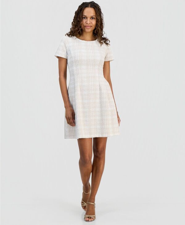 コネクテッド レディース トップス ワンピース Connected Womens Ponte FrontTuck Fit Flare Dress BLS