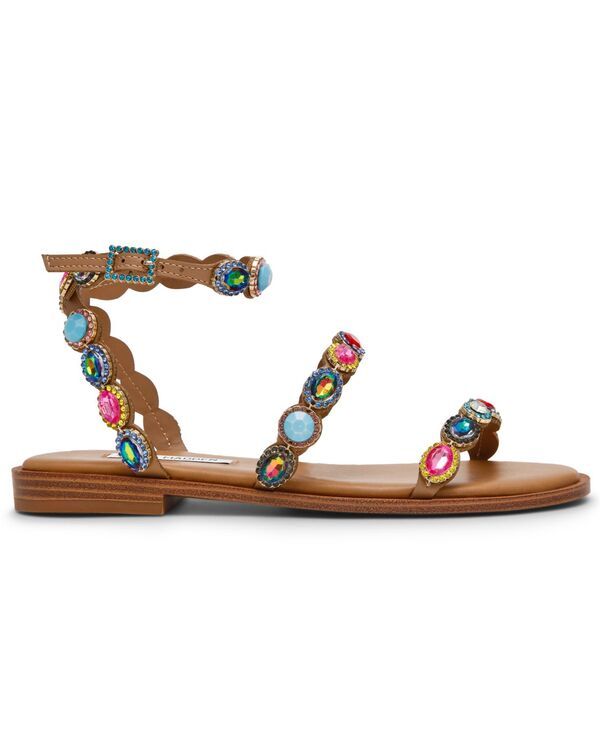 スティーブ マデン レディース シューズ サンダル Steve Madden Womens Tawnie Gemstone Round Toe Flat Sandals Bright Multi Rh