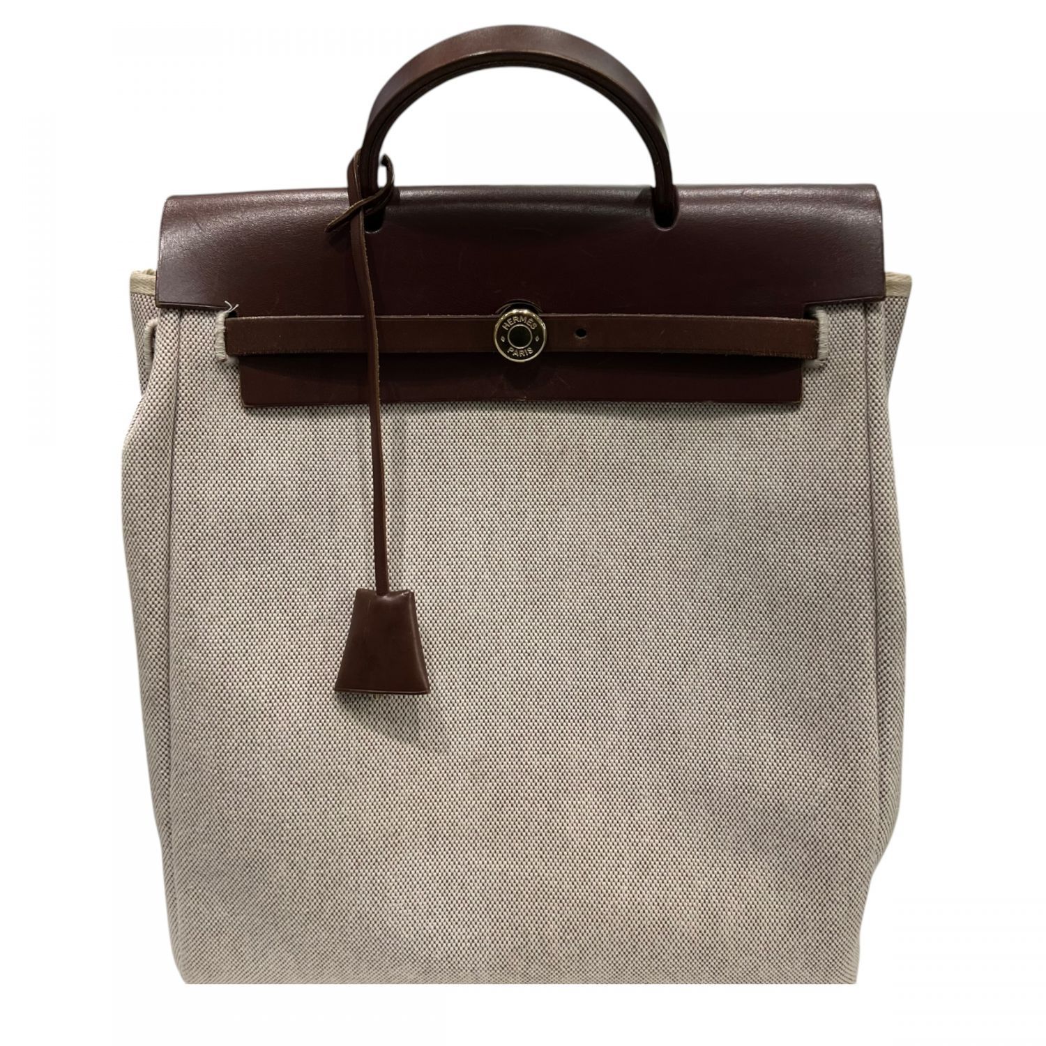 HERMES エルメス エールバッグ GM □L刻印 トワル ゴールド金具 
