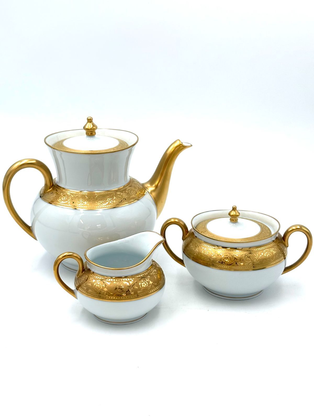 アビランド Haviland リモージュ Limoges ティスル Thistle 金彩 ティーポット クリーマー シュガーポット 3点セット