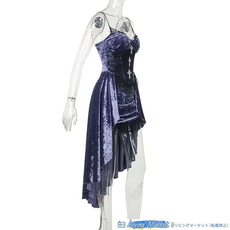 ゴシック復古風 ベルベットキャミソール ドレス 女性用 ハロウィンコスプレ 衣装 レース切り替え タイトロングドレス ドラマチック バックテールデザイン 高品質 優雅で華やか CS629P099 ゴシック復古風 ベルベットキャミソール ドレス 女性用 ハロウィンコスプレ 衣装 レース切り替え タイトロングドレス ドラマチック バックテールデザイン 高品質 優雅で華やか CS629P099