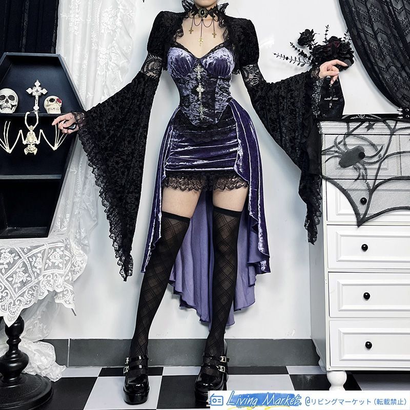 ゴシック復古風 ベルベットキャミソール ドレス 女性用 ハロウィンコスプレ 衣装 レース切り替え タイトロングドレス ドラマチック バックテールデザイン 高品質 優雅で華やか CS629P099 ゴシック復古風 ベルベットキャミソール ドレス 女性用 ハロウィンコスプレ 衣装 レース切り替え タイトロングドレス ドラマチック バックテールデザイン 高品質 優雅で華やか CS629P099