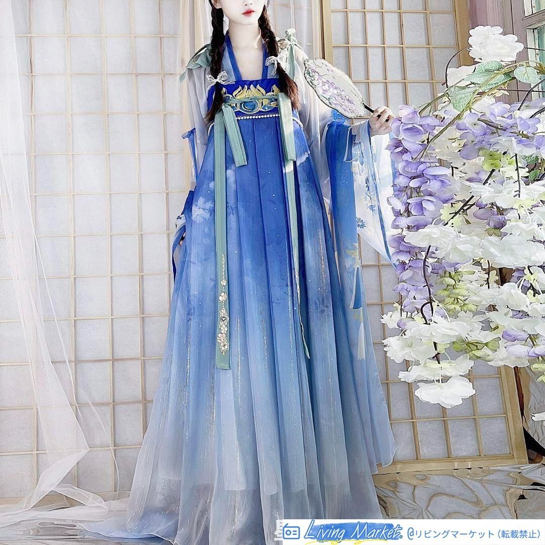 漢服 フルセット 中華風 唐装 仙女スタイル 刺繍入り コスプレ衣装 民族風 ワンピース ゴスロリ風 キャラクター衣装 学園祭用 文化祭用 舞台演出用 日常着 プレゼント用 レディース用 CS629P130