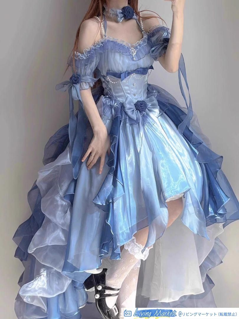 lolita 豪華姫系ワンピース 豪華フルセット 撮影会 舞台演出 推し活 ハロウィン 仮装 可愛 レトロ風 オリジナル jsk ロリータ ワンピース 美しい刺繍 CS629P021