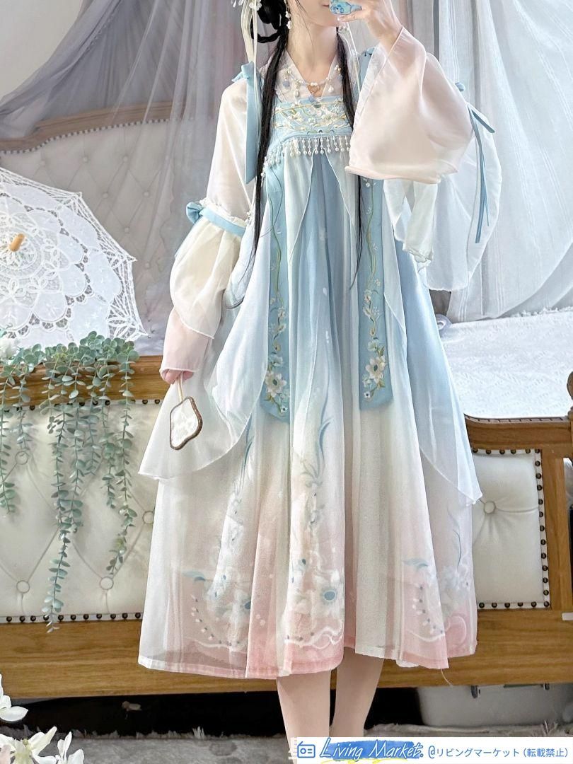 漢服 フルセット 中華風 唐装 仙女スタイル 刺繍入り コスプレ衣装 民族風 ワンピース ゴスロリ風 キャラクター衣装 学園祭用 文化祭用 舞台演出用 日常着 プレゼント用 レディース用 CS629P168