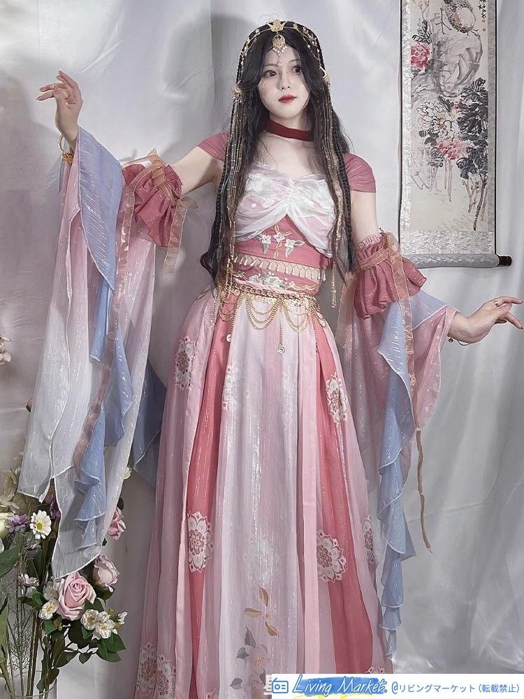 漢服 フルセット 中華風 唐装 仙女スタイル 刺繍入り コスプレ衣装 民族風 ワンピース ゴスロリ風 キャラクター衣装 学園祭用 文化祭用 舞台演出用 日常着 プレゼント用 レディース用 CS629P151
