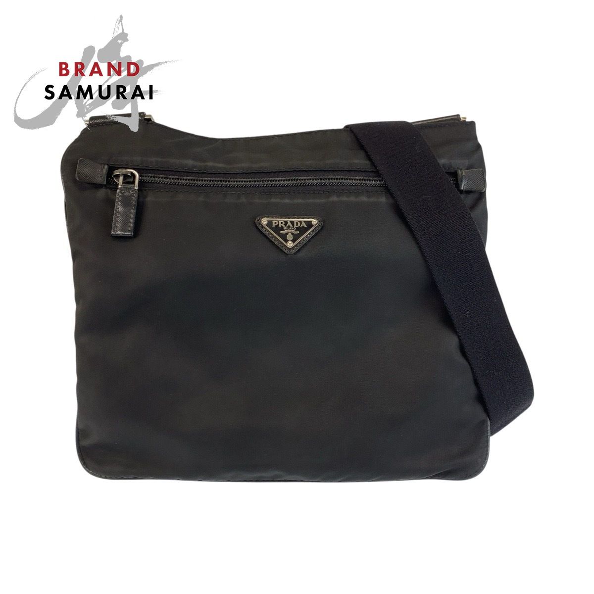 美品 PRADA プラダ テスート 三角ロゴプレート ブラック 黒 ナイロン