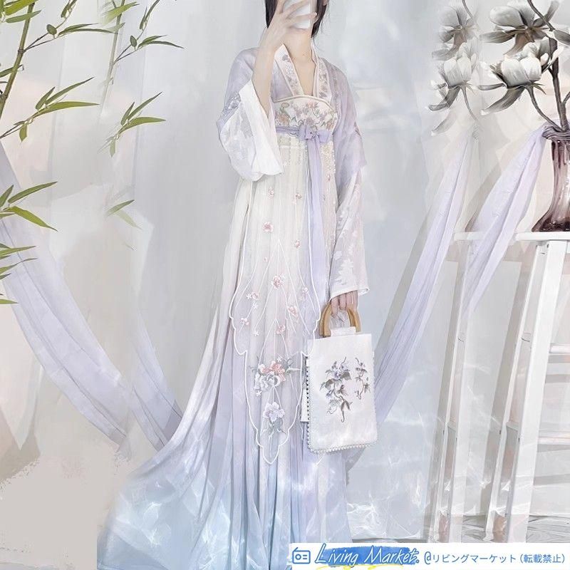漢服 フルセット 中華風 唐装 仙女スタイル 刺繍入り コスプレ衣装 民族風 ワンピース ゴスロリ風 キャラクター衣装 学園祭用 文化祭用 舞台演出用 日常着 プレゼント用 レディース用 CS629P176