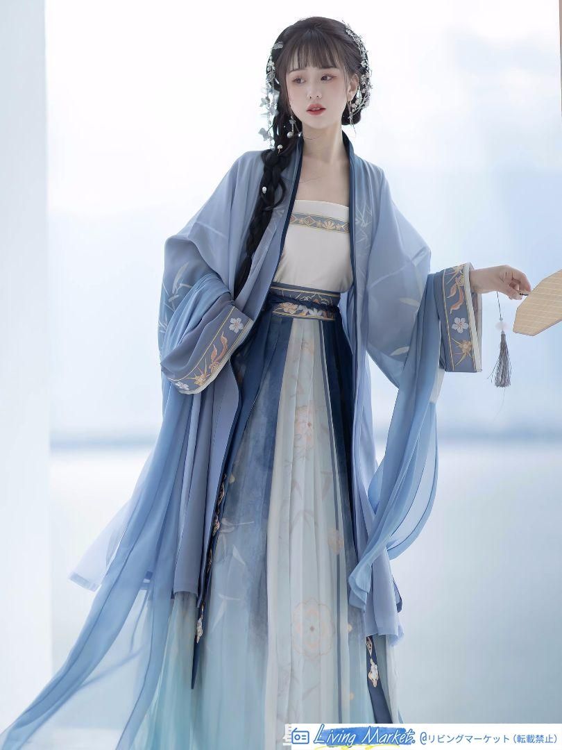 漢服 フルセット 中華風 唐装 仙女スタイル 刺繍入り コスプレ衣装 民族風 ワンピース ゴスロリ風 キャラクター衣装 学園祭用 文化祭用 舞台演出用 日常着 プレゼント用 レディース用 CS629P120
