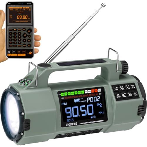 【新品】ZHIWHIS 防災ラジオ Bluetoothスピーカー/マイクロSD再生 APPコントロール/懐中電灯 VHF/FM/AM/短波/ワイドFM対応 ソーラー/手回し/USB-C充電/乾電池で使用可能 タイマー/アラーム 震災 台風緊急対策 2026新登
