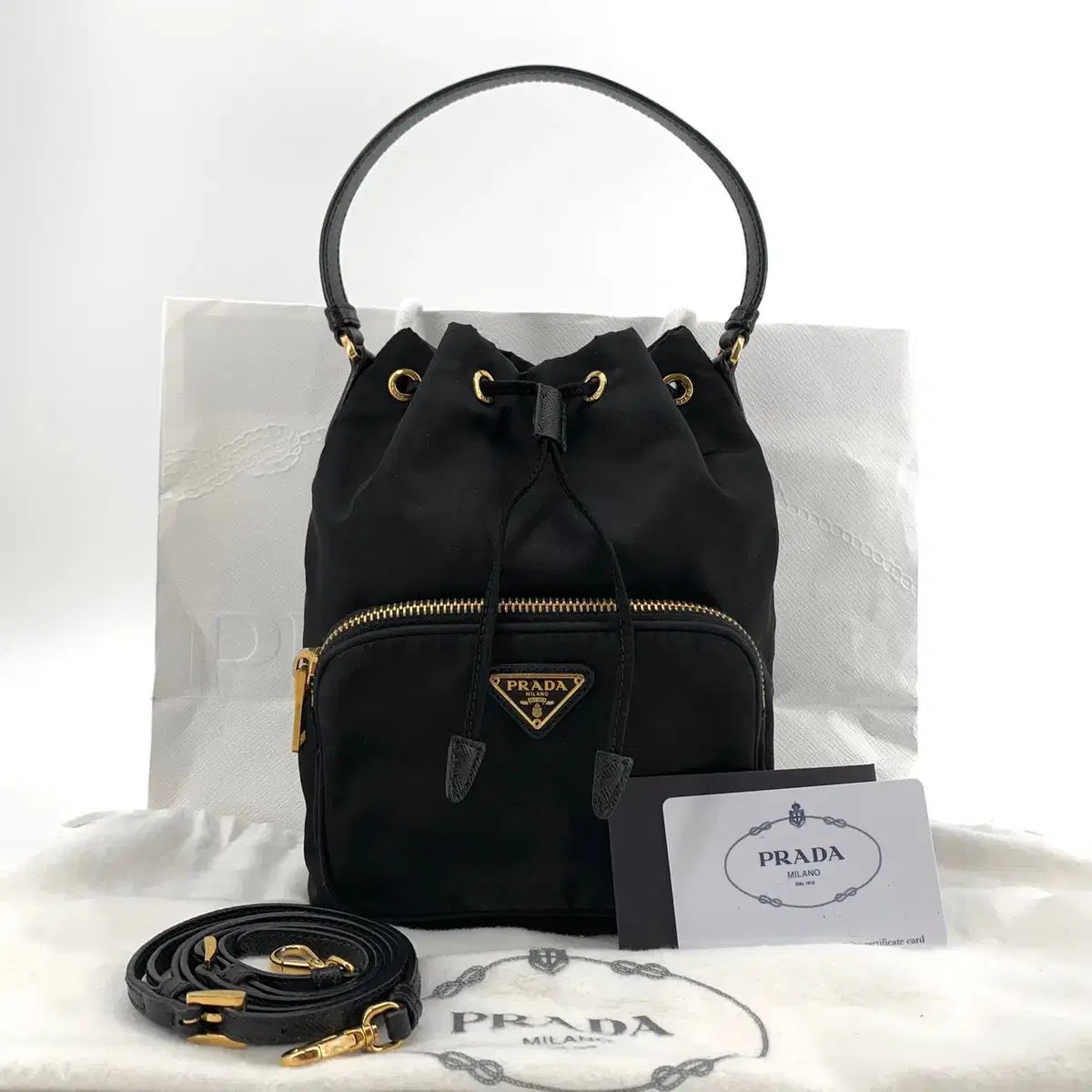 百貨店購入 PRADA リナイロン ポコノ バケットバッグ クロスバッグ 1BH038
