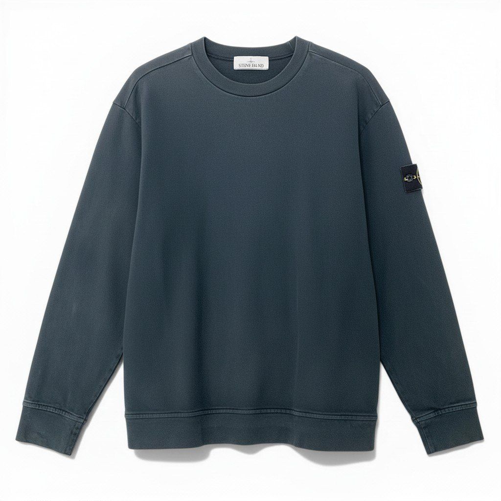 85d9 STONE ISLAND ストーンアイランド クルーネックカットソー プルオーバー トップス トレーナー 801563750 Mサイズ ブラック コットン メンズo07t