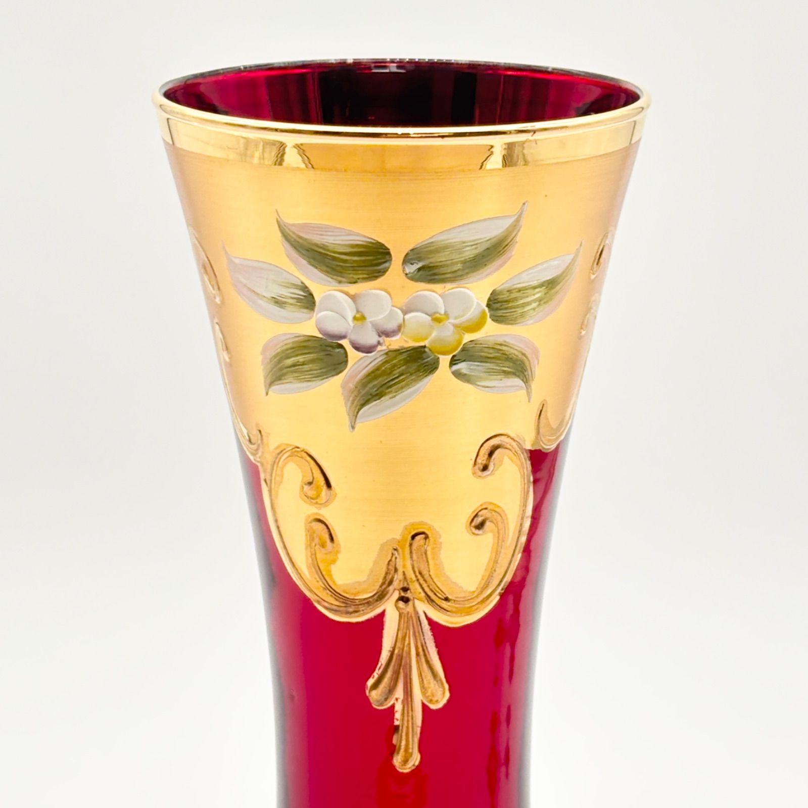 美品】ベネチアンガラス 花瓶 約27.5cm ムラーノガラス 金彩装飾 24KT