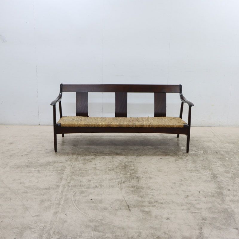 松本民芸家具 Rush-seated chair ラッシチェア 77型 曲肘椅子 3
