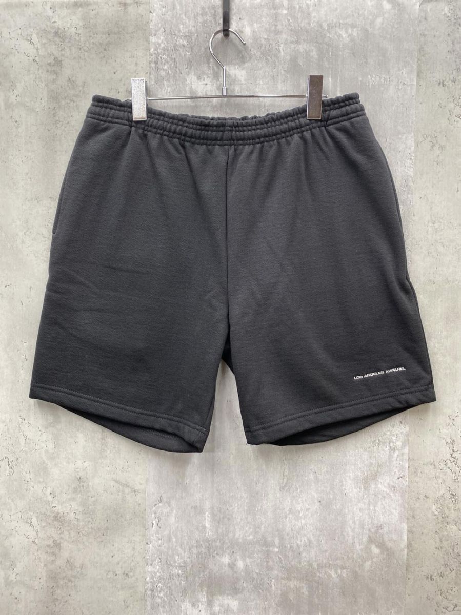 LOS ANGELES APPAREL ロサンゼルスアパレル ヘビーフリース 14oz 裏起毛 スウェット ハーフ パンツ sizeL/黒 ■◆◎メンズ