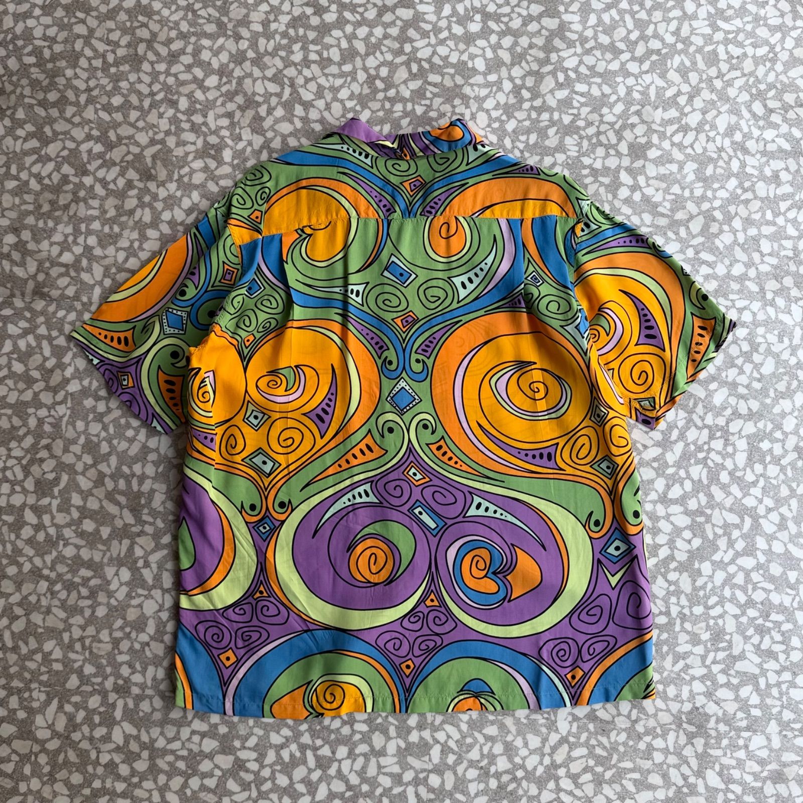 [ Archive アーカイブ Y2K ] STUSSY / 2006s Rayon aloha shirt “プッチ柄” size M オールドステューシー　総柄　オープンカラー　レーヨン　アロハシャツ　ストリート　横ノリ　アーカイブ
