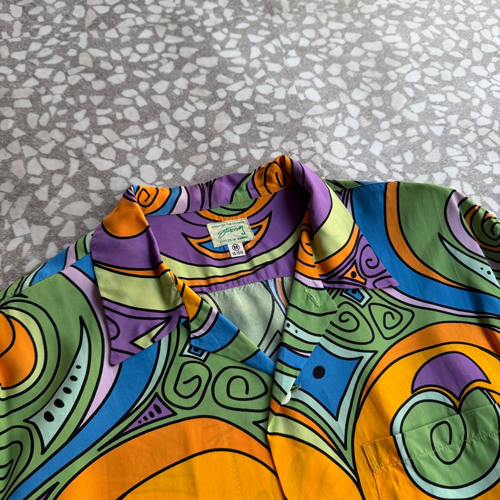[ Archive アーカイブ Y2K ] STUSSY / 2006s Rayon aloha shirt “プッチ柄” size M オールドステューシー　総柄　オープンカラー　レーヨン　アロハシャツ　ストリート　横ノリ　アーカイブ