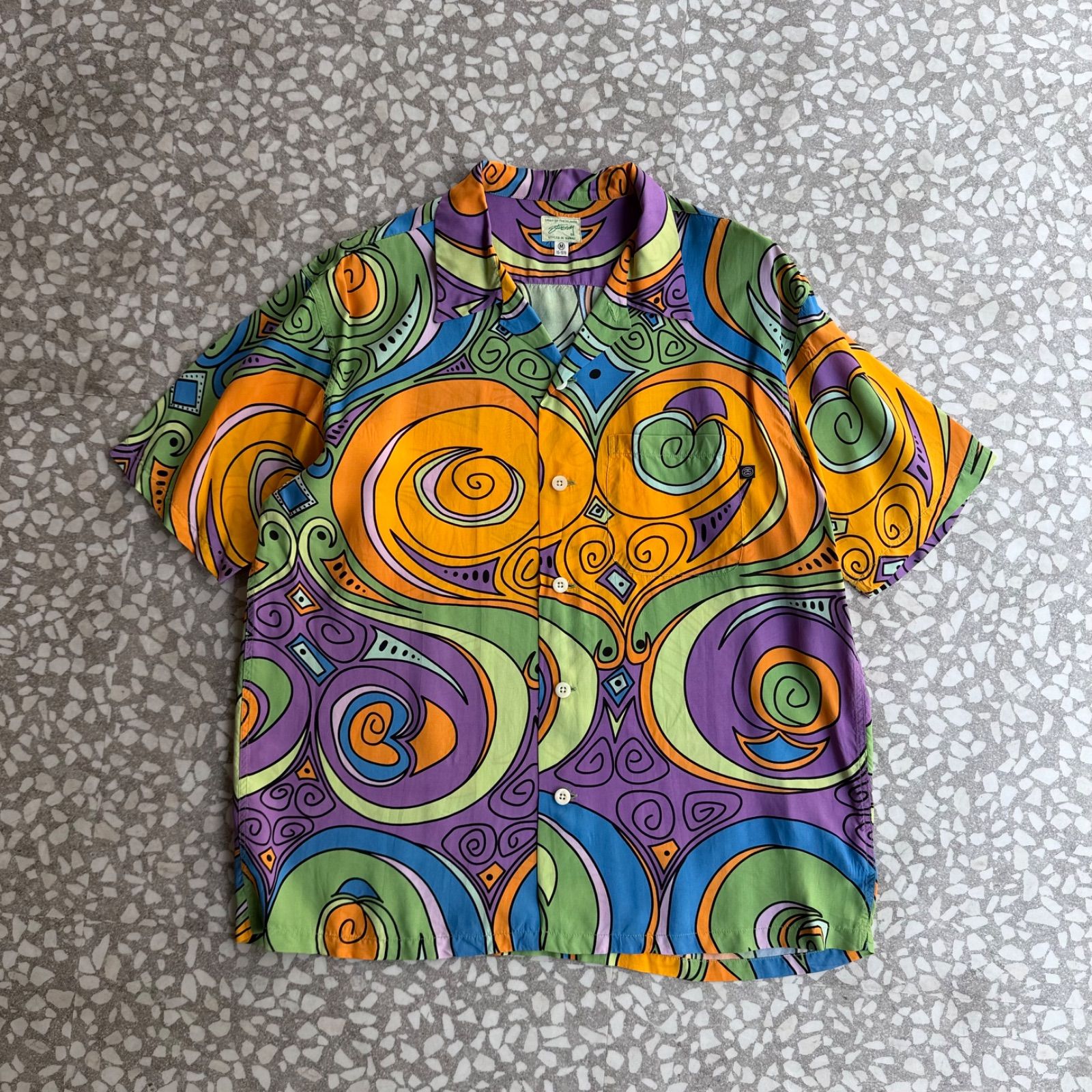 [ Archive アーカイブ Y2K ] STUSSY / 2006s Rayon aloha shirt “プッチ柄” size M オールドステューシー　総柄　オープンカラー　レーヨン　アロハシャツ　ストリート　横ノリ　アーカイブ