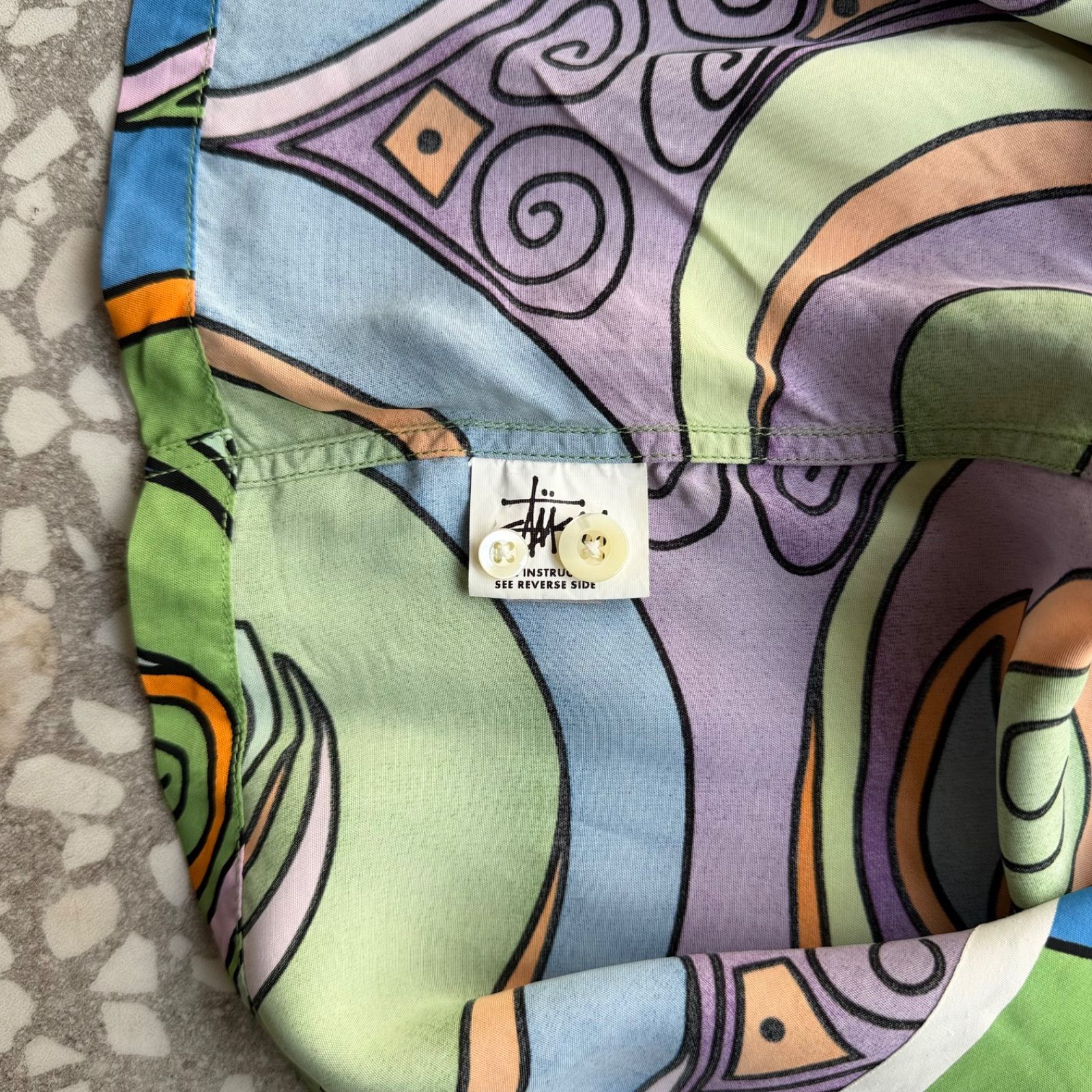 [ Archive アーカイブ Y2K ] STUSSY / 2006s Rayon aloha shirt “プッチ柄” size M オールドステューシー　総柄　オープンカラー　レーヨン　アロハシャツ　ストリート　横ノリ　アーカイブ