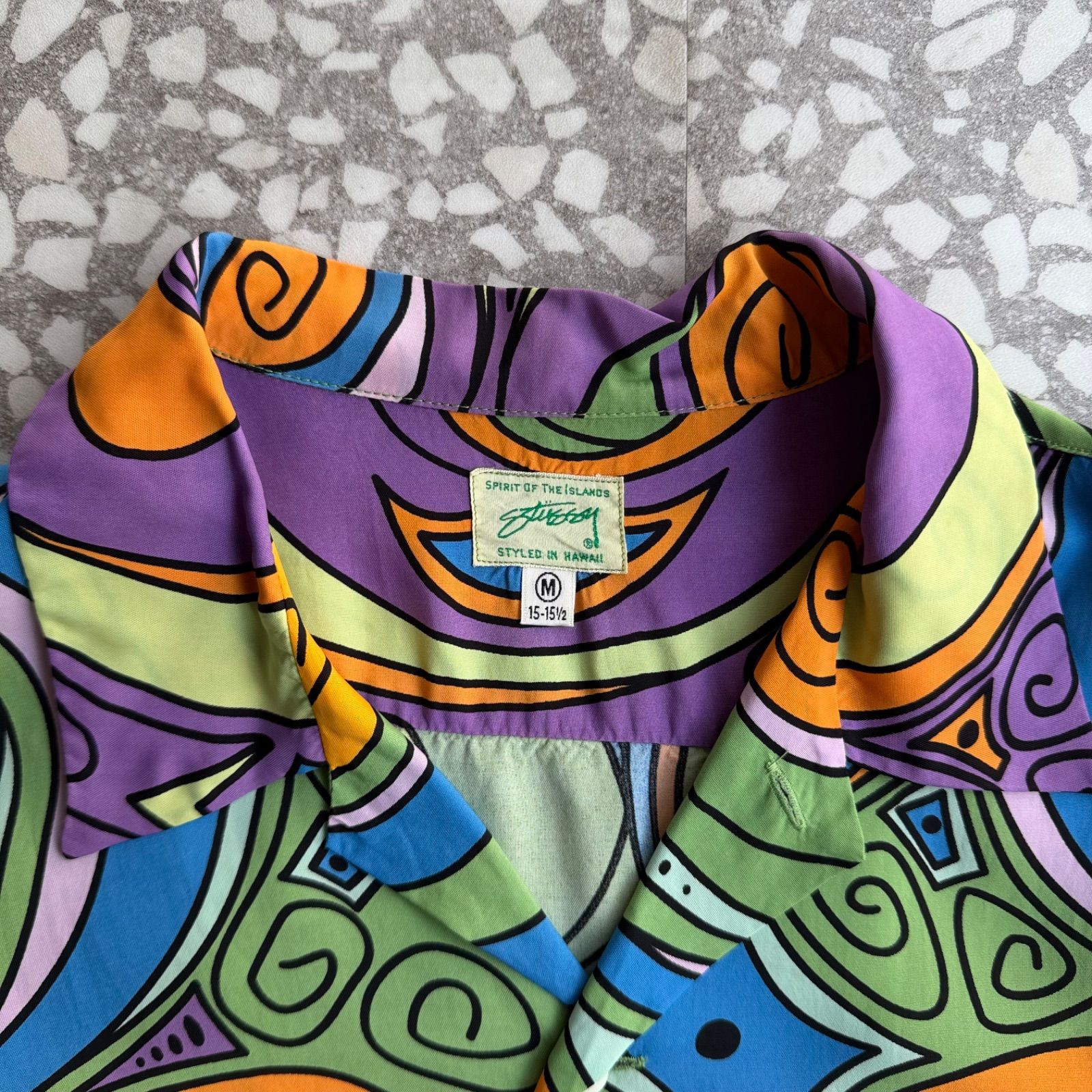 [ Archive アーカイブ Y2K ] STUSSY / 2006s Rayon aloha shirt “プッチ柄” size M オールドステューシー　総柄　オープンカラー　レーヨン　アロハシャツ　ストリート　横ノリ　アーカイブ