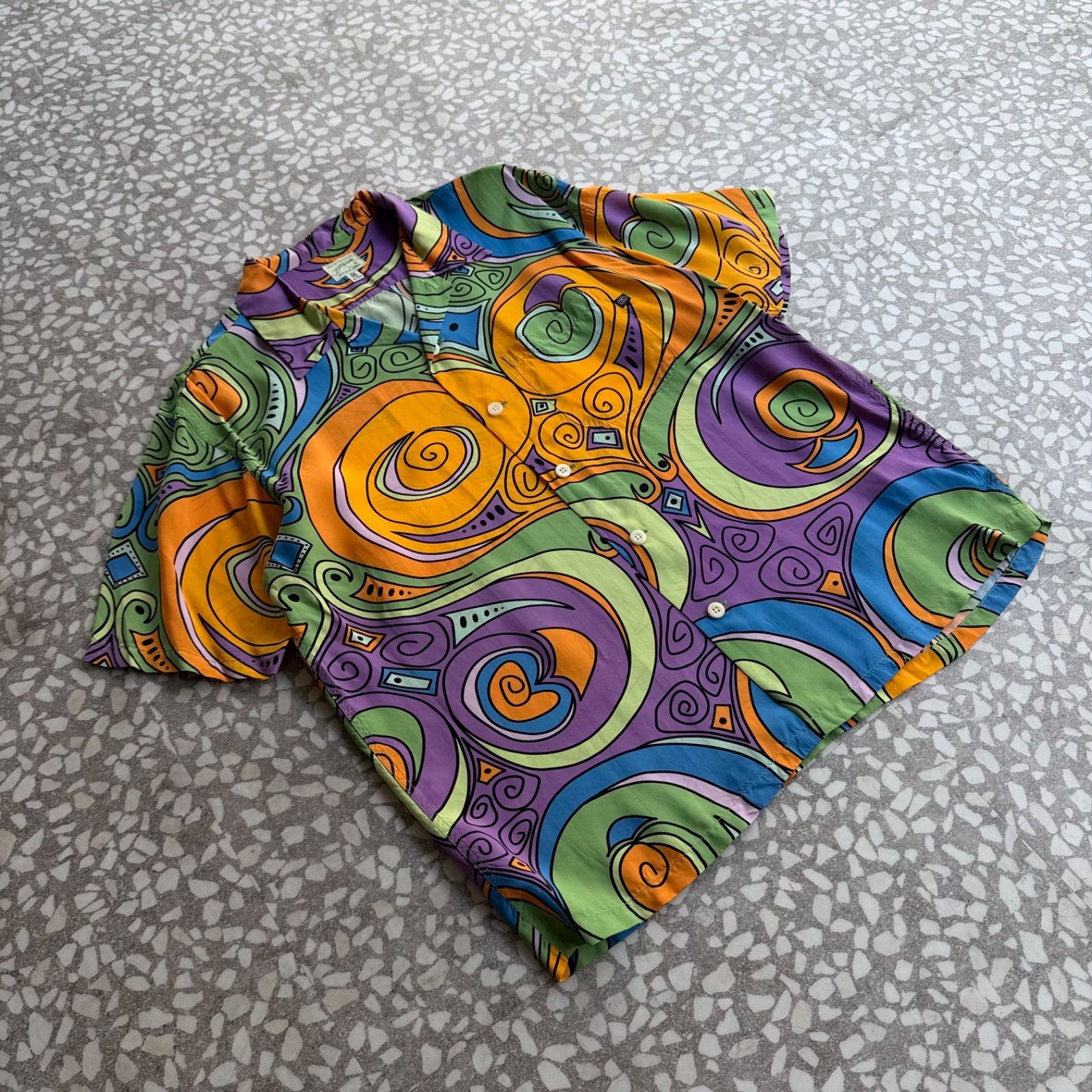 [ Archive アーカイブ Y2K ] STUSSY / 2006s Rayon aloha shirt “プッチ柄” size M オールドステューシー　総柄　オープンカラー　レーヨン　アロハシャツ　ストリート　横ノリ　アーカイブ
