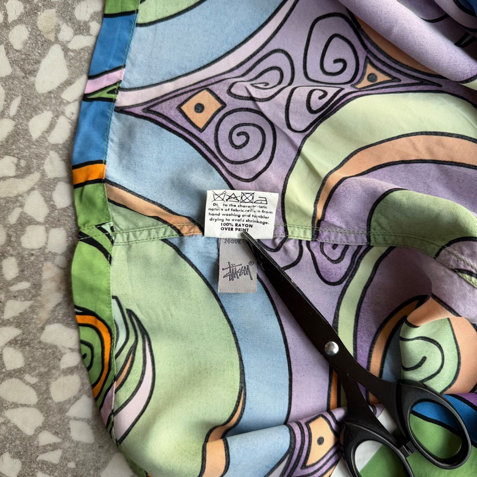[ Archive アーカイブ Y2K ] STUSSY / 2006s Rayon aloha shirt “プッチ柄” size M オールドステューシー　総柄　オープンカラー　レーヨン　アロハシャツ　ストリート　横ノリ　アーカイブ