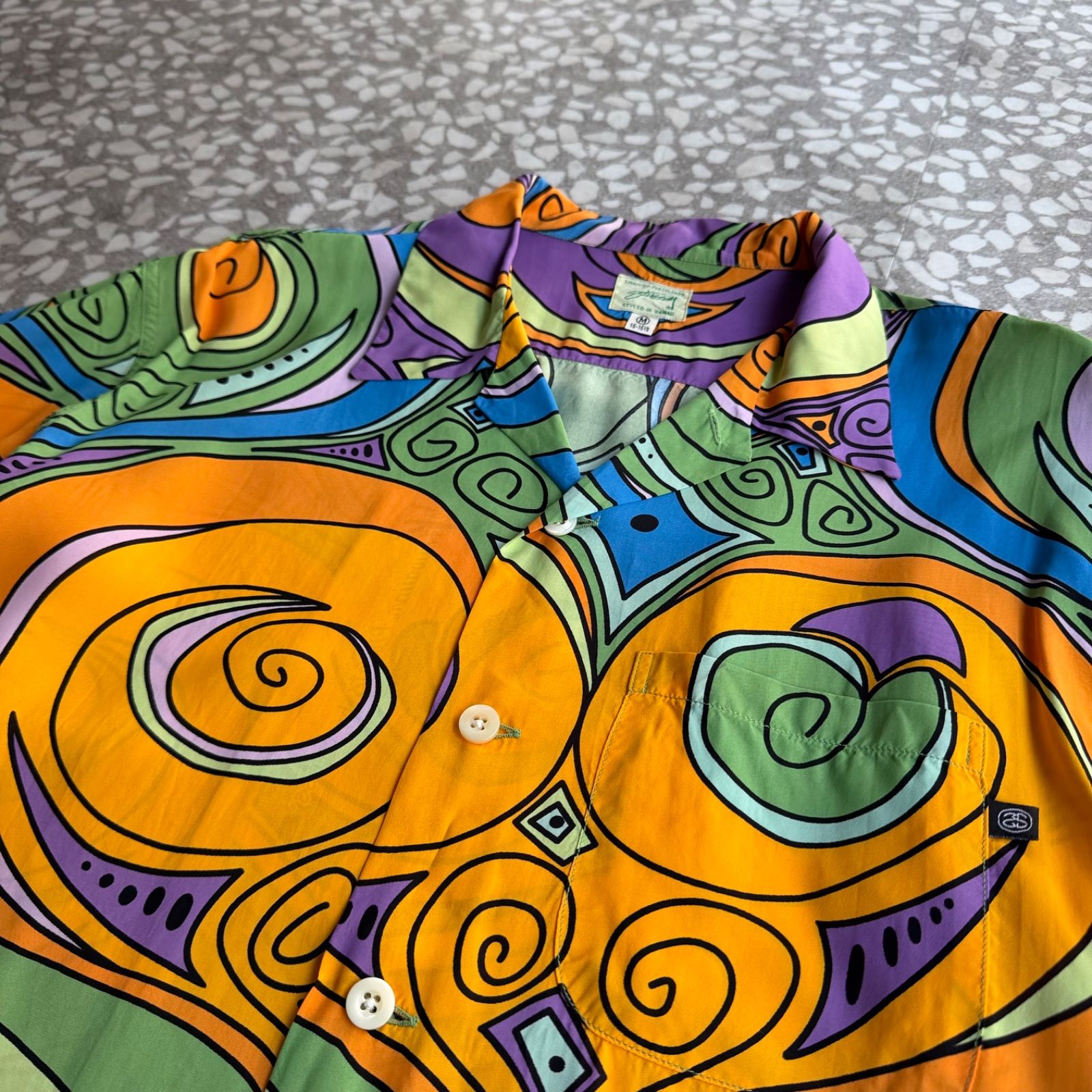 [ Archive アーカイブ Y2K ] STUSSY / 2006s Rayon aloha shirt “プッチ柄” size M オールドステューシー　総柄　オープンカラー　レーヨン　アロハシャツ　ストリート　横ノリ　アーカイブ