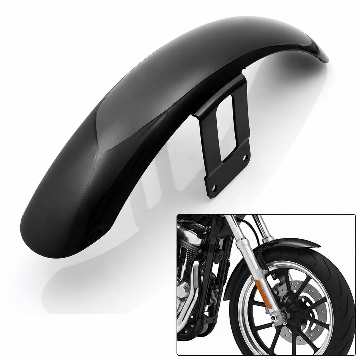 フロントフェンダー マッドガード ハーレー スポーツスター XL883 XL1200 2004-2016 グロスブラック 社外品