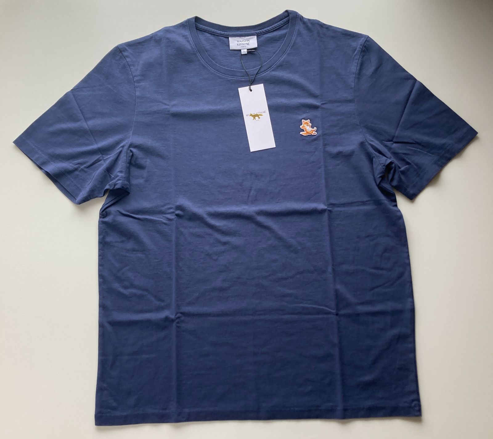 maison kitsune キツネ CHILLAX FOX PATCH tシャツ sizeL navy