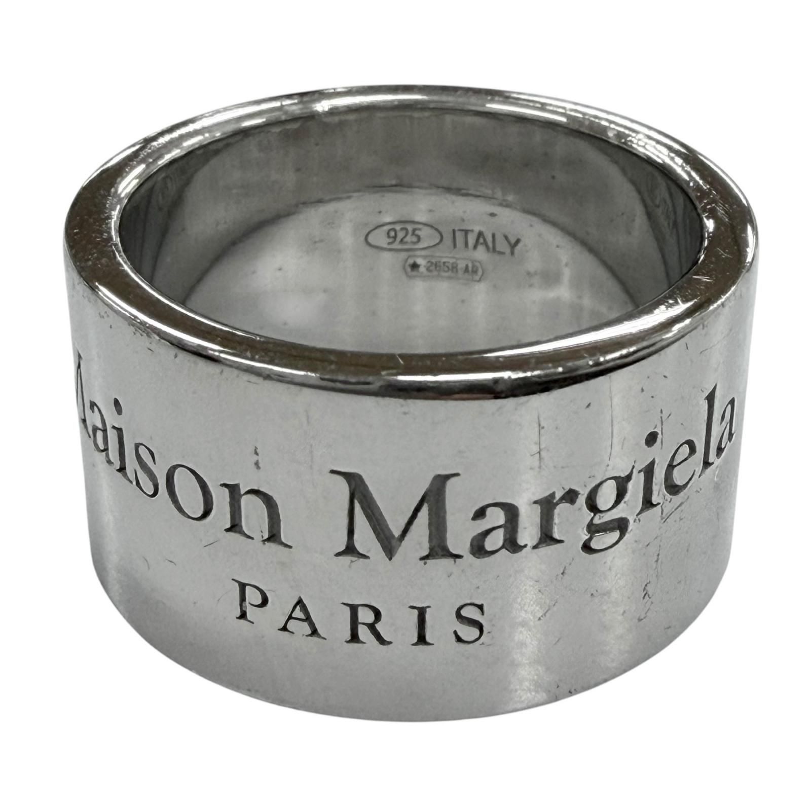 美品▼Maison Margiela メゾンマルジェラ SM1UQ0038 925 ロゴ刻印 リング 指輪 シルバー JP17号 イタリア製 重量14.5g メンズ 箱付き