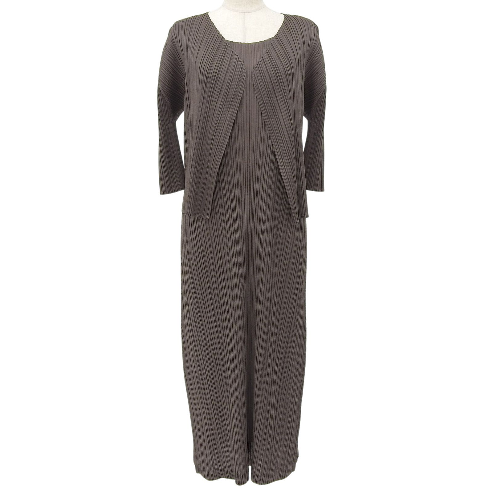 極美品▲PLEATS PLEASE プリーツプリーズ イッセイミヤケ PP43-JO148 PP43-JH145 ワンピース カーディガン 2点セット 3・2 正規品