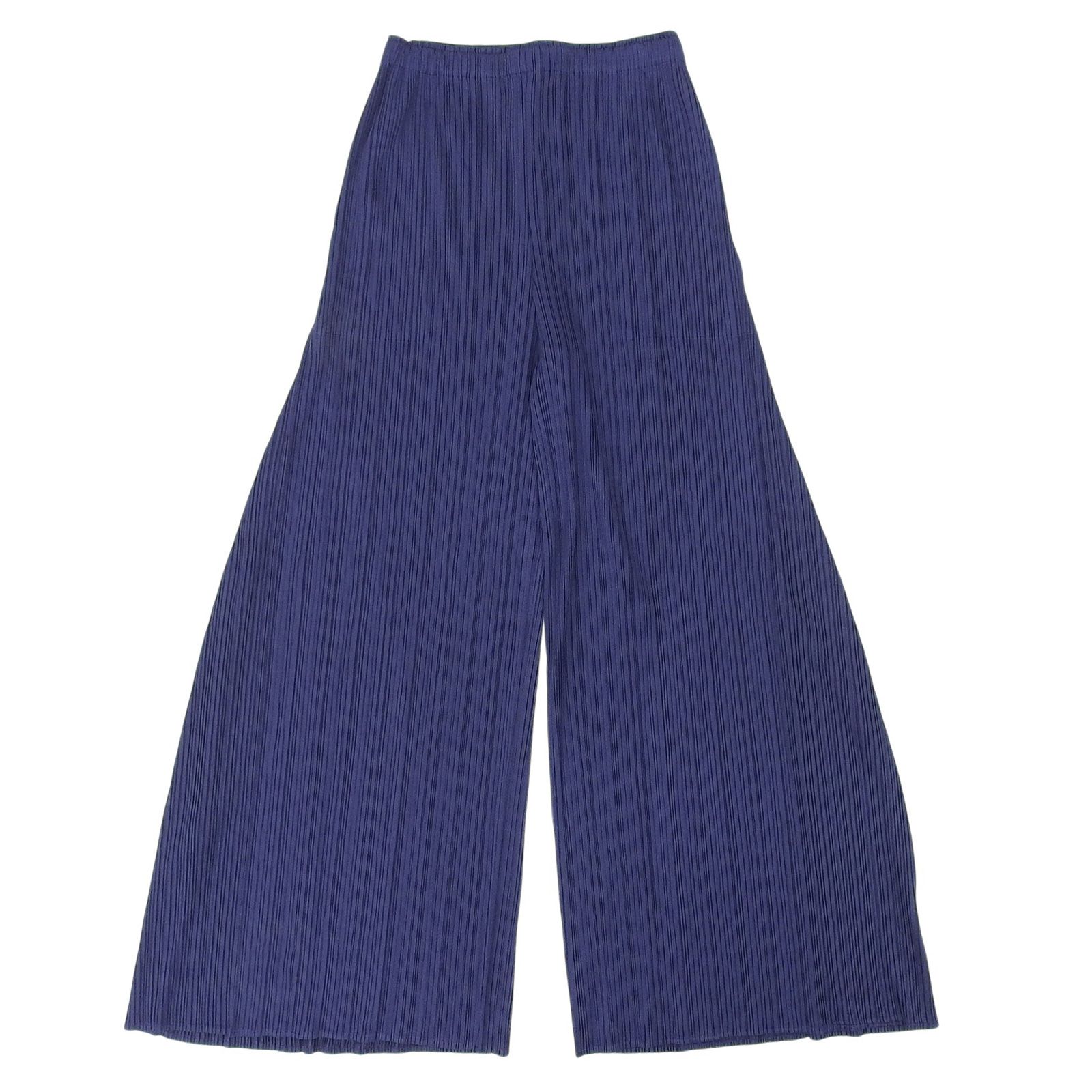 極美品▲PLEATS PLEASE プリーツプリーズ イッセイミヤケ PP71-JF146 プリーツ ワイドパンツ ネイビー 3 日本製 正規品 レディース