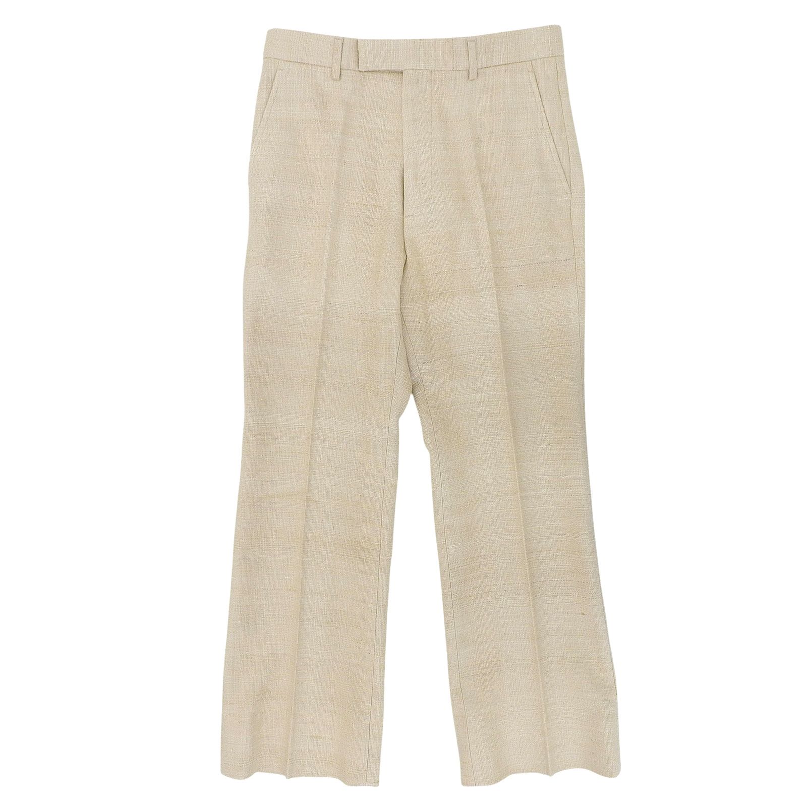未使用品▲GUCCI グッチ 22AW 672087 シルク100％ センタープレス スラックス ライトベージュ 46 イタリア製 正規品 メンズ