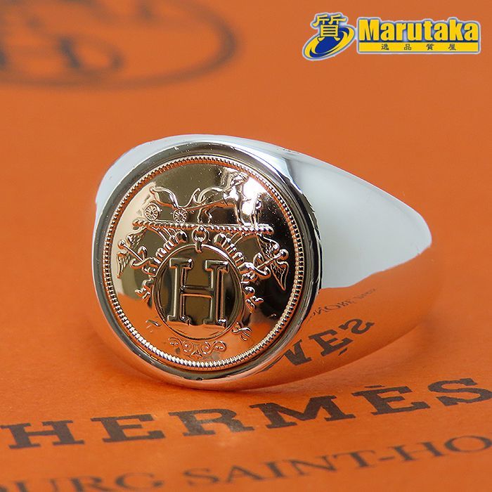 【 エルメス 】 HERMES エクスリブリス シュヴァリエ コインデザインリング 約12.7g #63 約22号 SV925 K18 中古 26-55-1 逸品質屋 丸高 甲子園店 送料無料 質屋出品 実店舗あります アクセサリー ジュエリー プレゼント